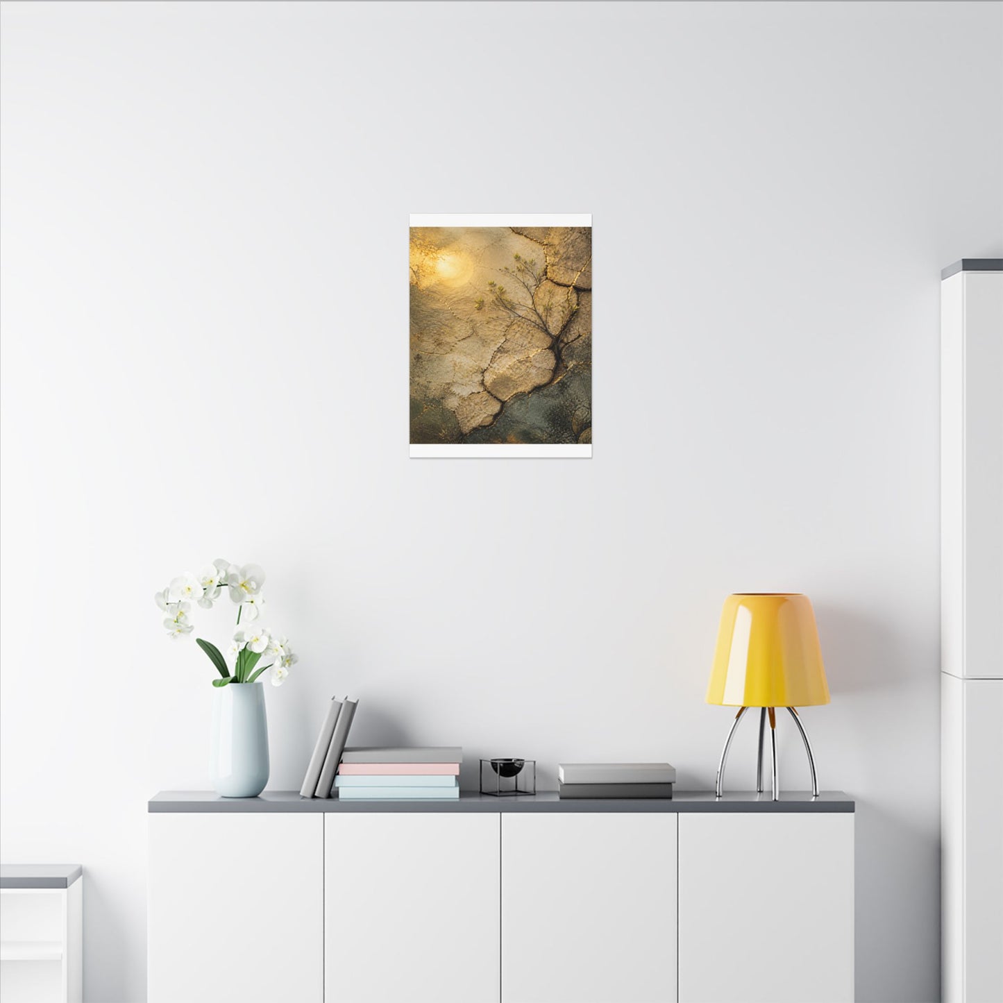 Cracked Earth Spring Canvas Art | Japandi Warm Design