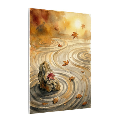 Autumn Rock Garden Watercolor Canvas Art | Neutral Decor