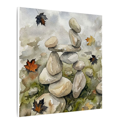Overcast River Stones Canvas Art - Japandi Fukinsei