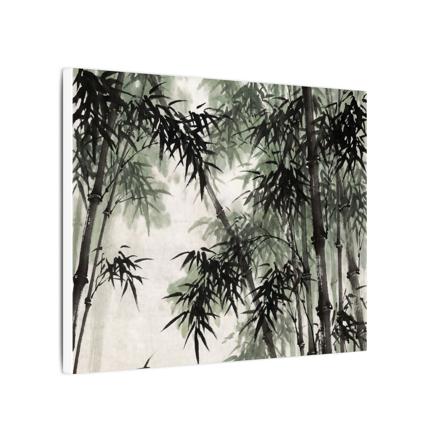 Zen Bamboo Grove in Overcast | Sumi E Canvas Art