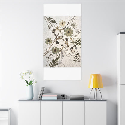 Japandi Dried Flowers in Golden Hour | Japanese Pattern Canvas Art