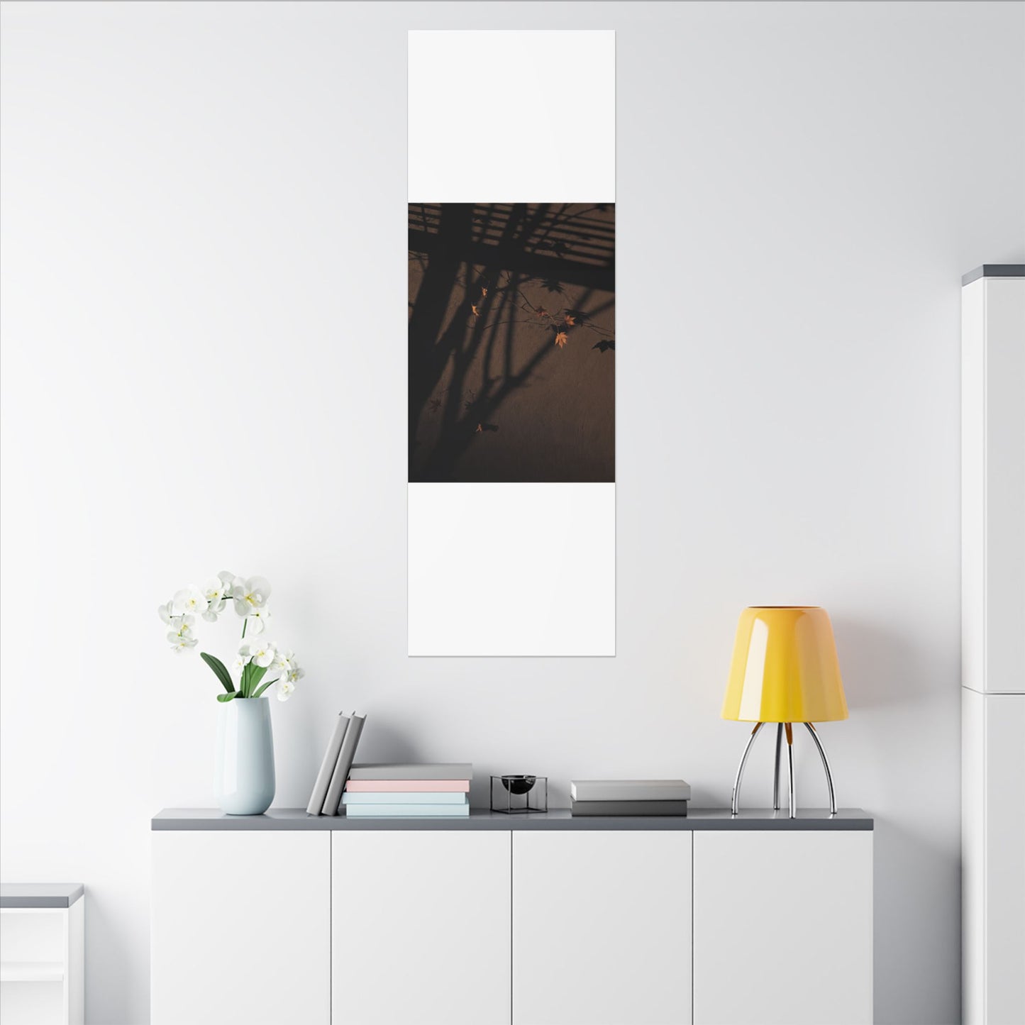 Shadow Play Autumn Canvas Art | Dark Japandi Luxurious Design