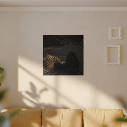 Ma Rock Garden Canvas Art - Dark Japandi Shadow Zen