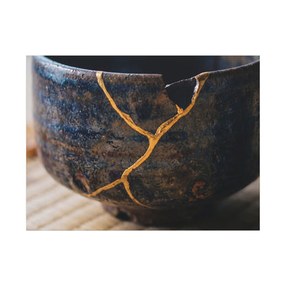 Tea Ceremony Autumn Canvas Art | Kintsugi Healing Design