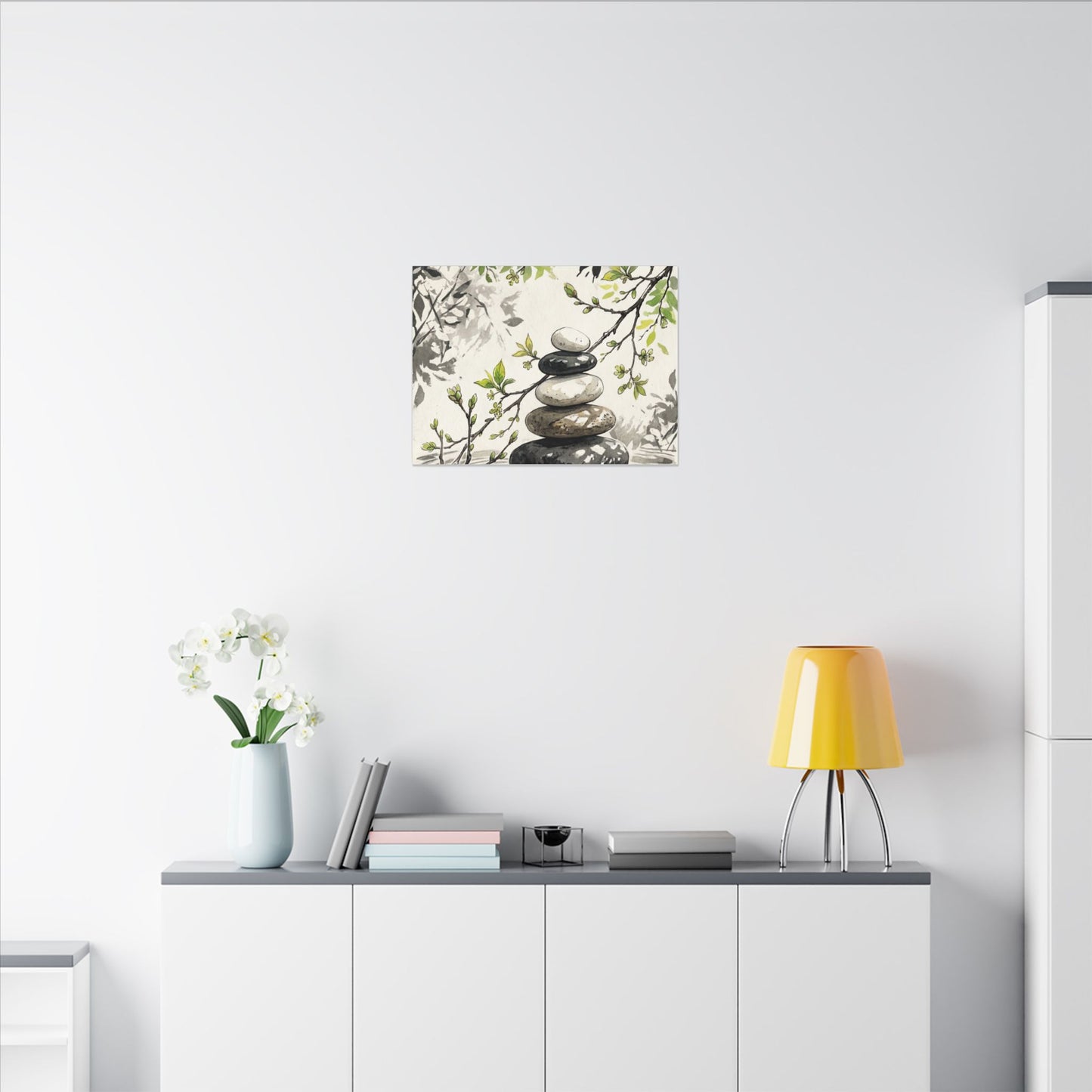 Spring River Stones Japanese Pattern Canvas Art | Elegant Decor