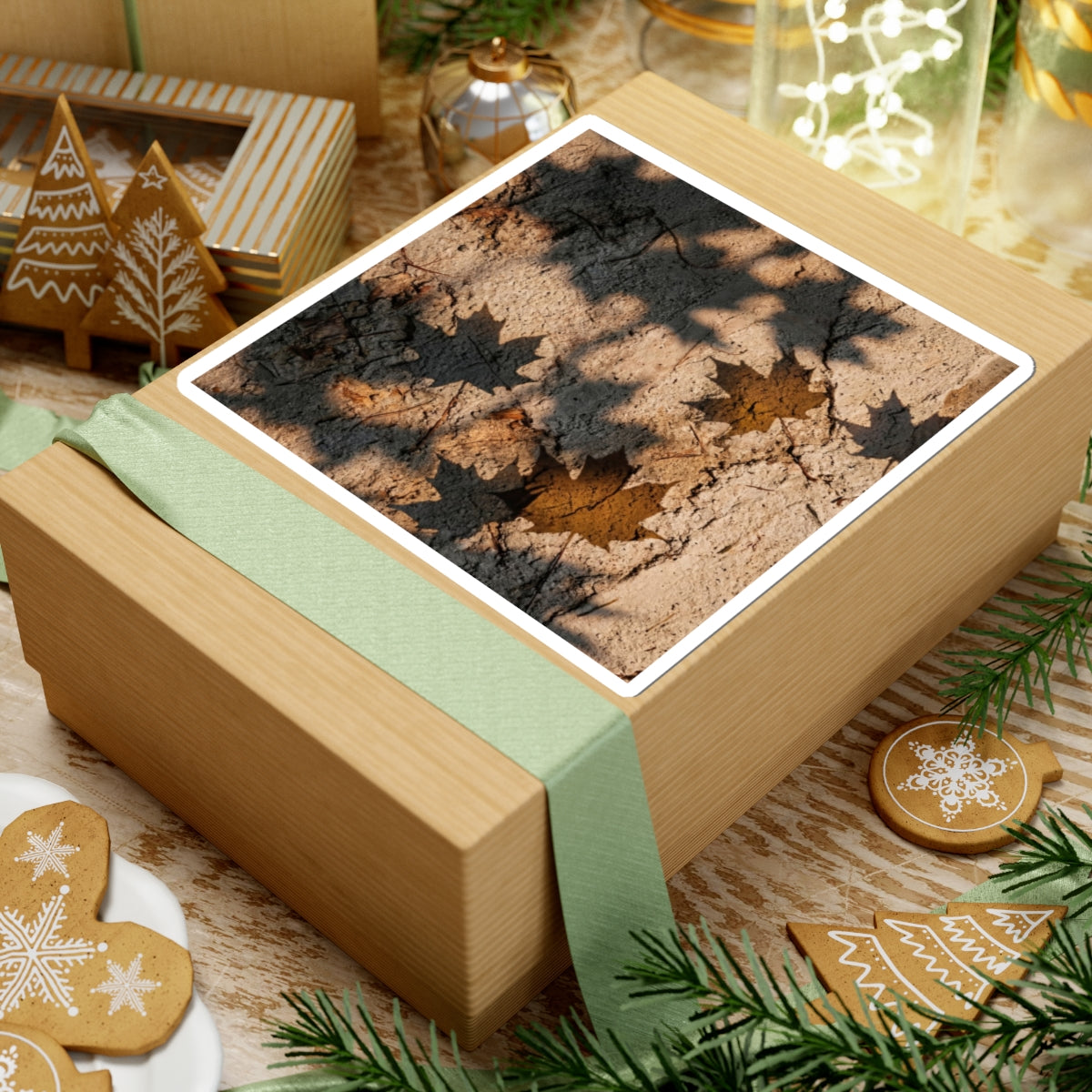 Japandi Shadow Play in Candlelight | Texture Sticker Art Print