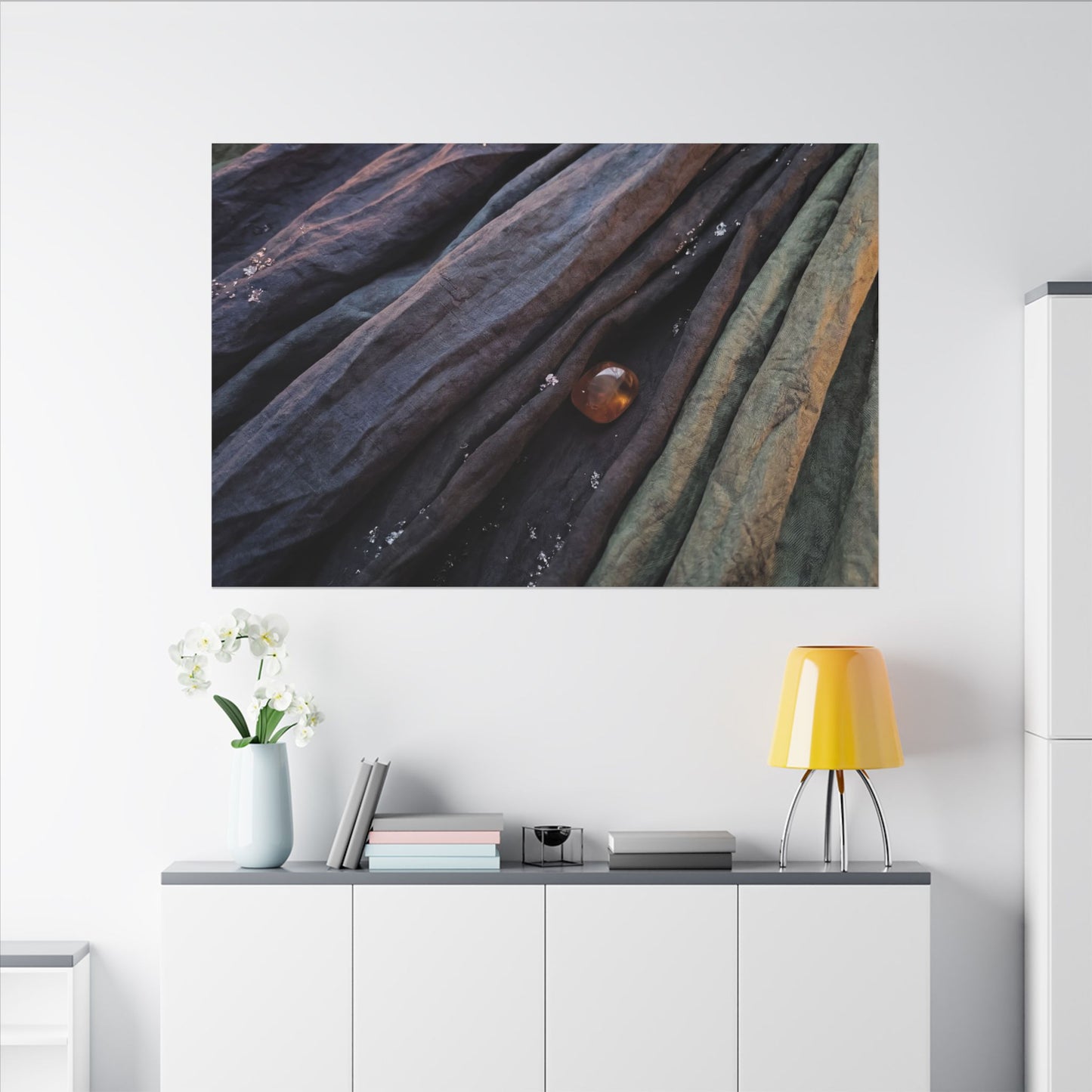 Silk Drape Shadow Zen Canvas Art | Moody Dark Japandi Art