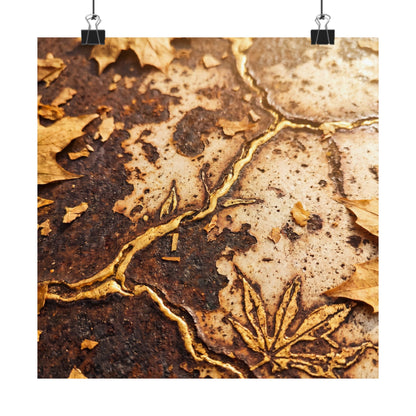 Rust Patina Wall Art Print | Autumn Kintsugi Gold Vein Art