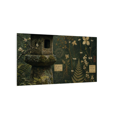 Spring Stone Lantern Herbarium Canvas Art | Nostalgic Decor