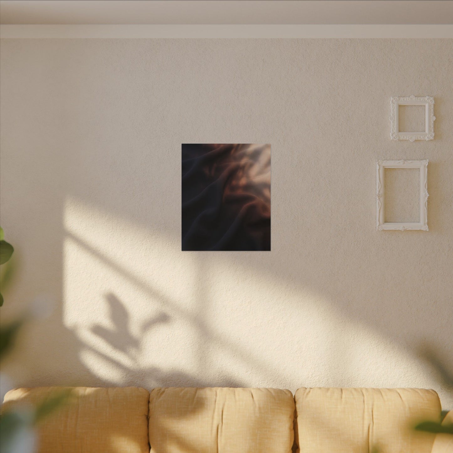 Dark Japandi Silk Drape in Dawn | Shadow Zen Canvas Art
