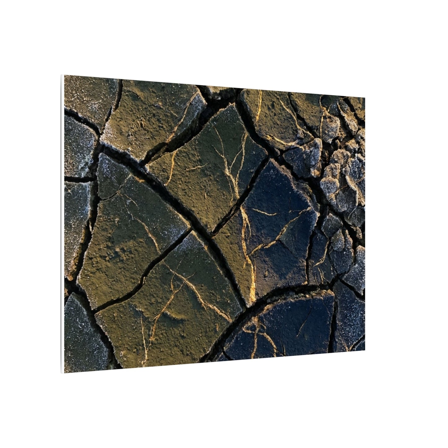 Winter Cracked Earth Moody Minimal Canvas Art | Atmospheric Decor