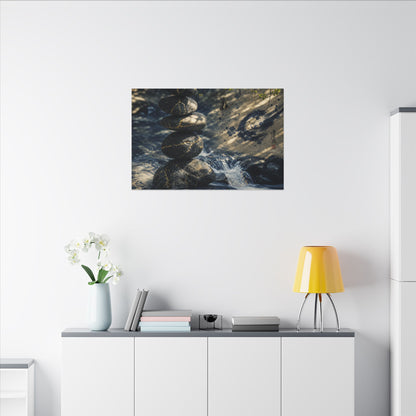 Kintsugi River Stones in Dappled | Broken Beauty Canvas Art