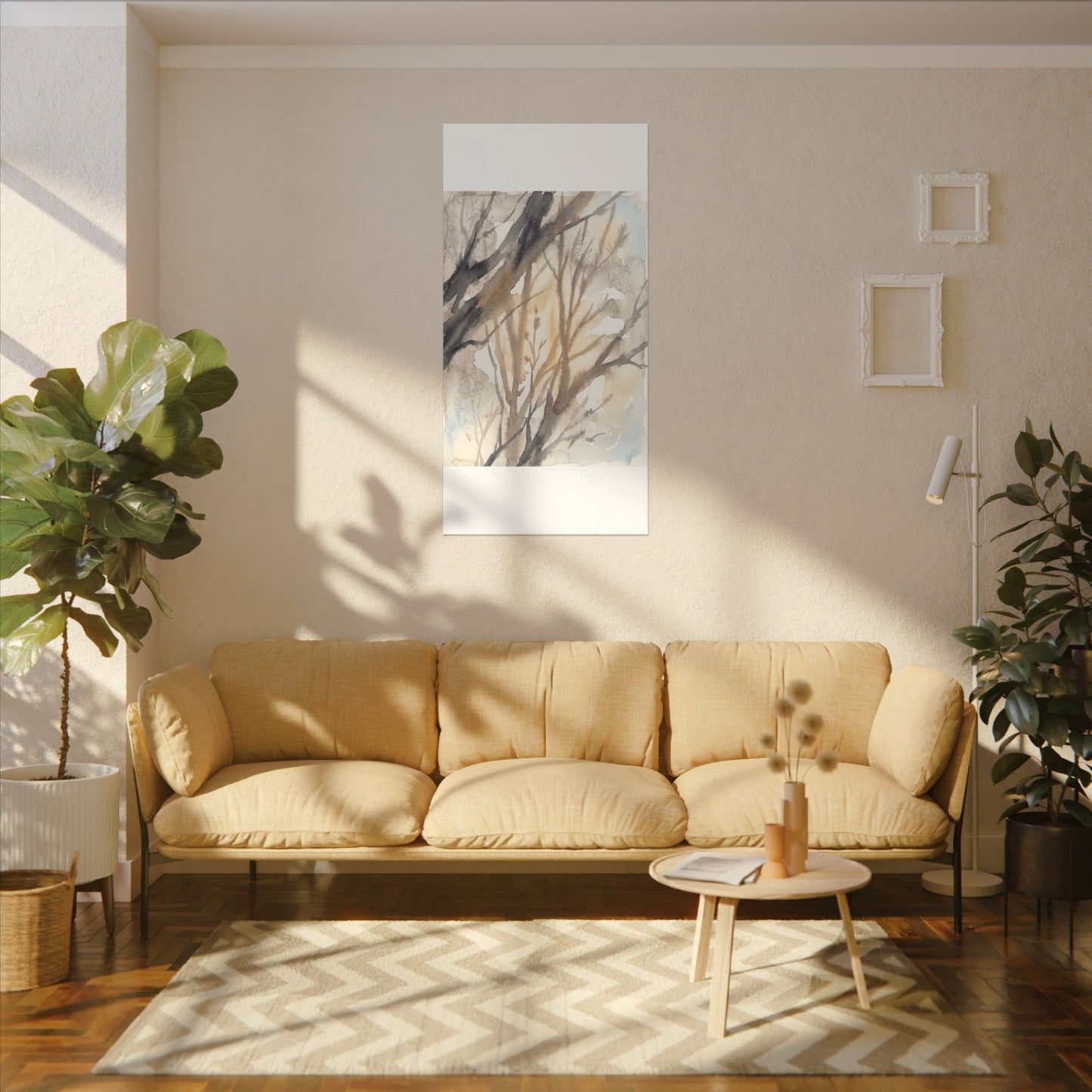 Ma Shadow Play Canvas Art - Japandi Watercolor