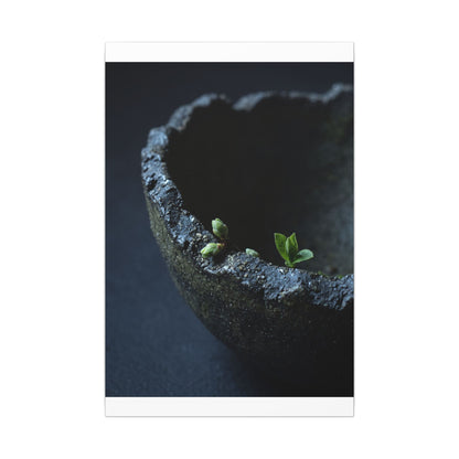 Ceramic Bowl Moody Minimal Canvas Art | Sophisticated Dark Japandi Art