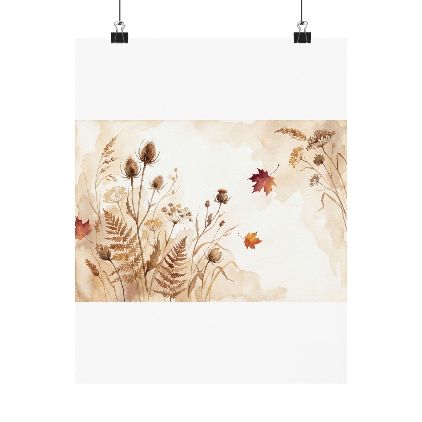 Dried Flowers Wall Art Print | Autumn Japandi Watercolor Art