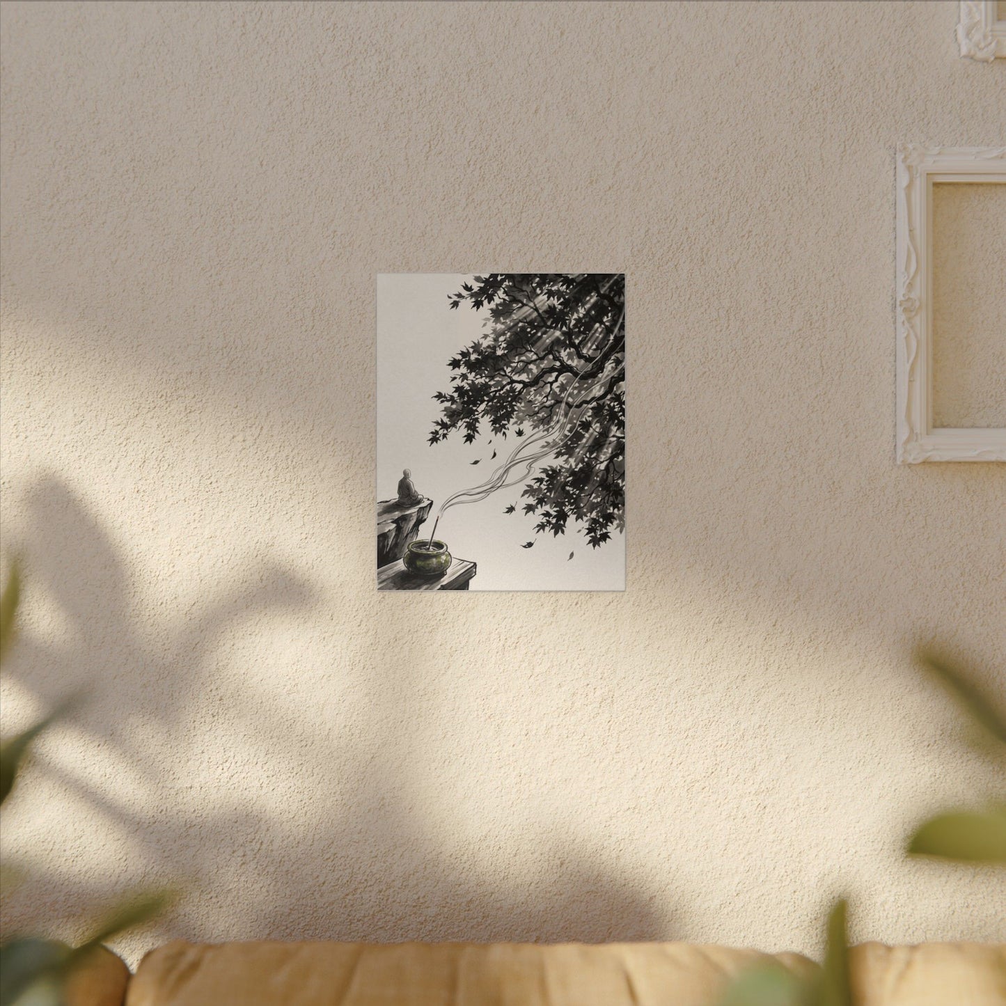 Serene Incense Smoke Canvas Art - Ukiyo E Inspired Zen
