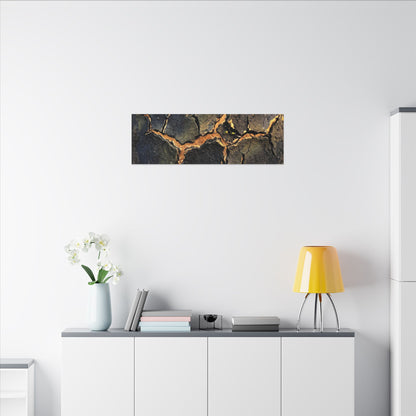Cracked Earth Spring Canvas Art | Dark Japandi Atmospheric Design