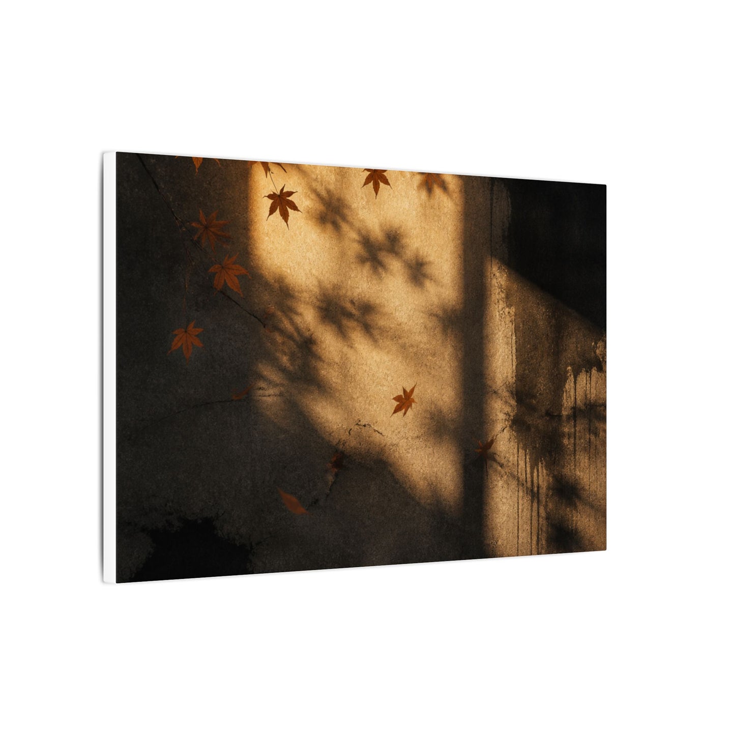 Shadow Play Canvas Art | Autumn Dark Japandi Charcoal Ink Art