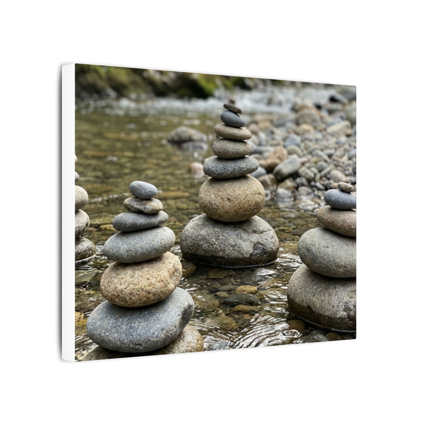 Zen River Stones in Dawn | Karesansui Canvas Art