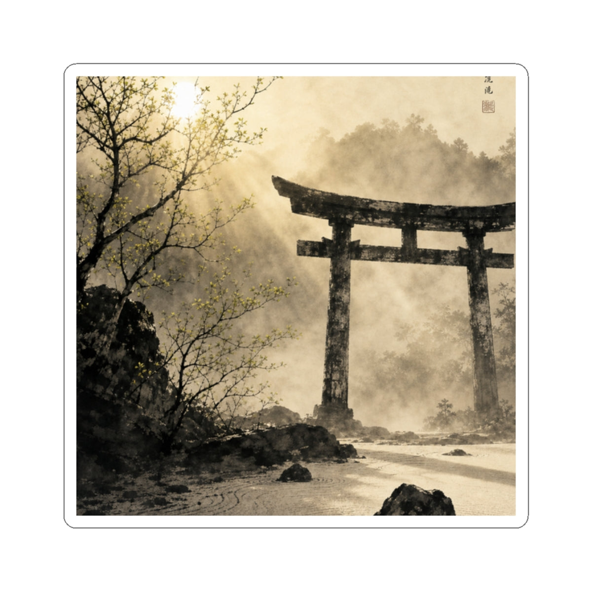 Ma Torii Gate Sticker - Zen Karesansui