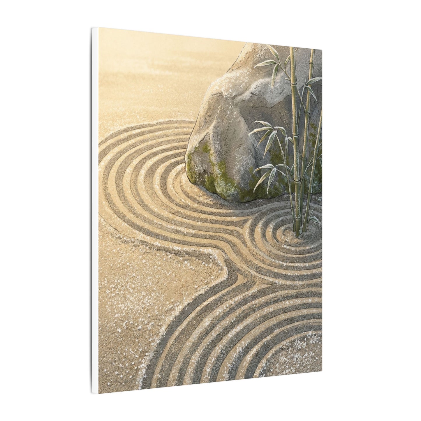 Rock Garden Winter Canvas Art | Zen Peaceful Design