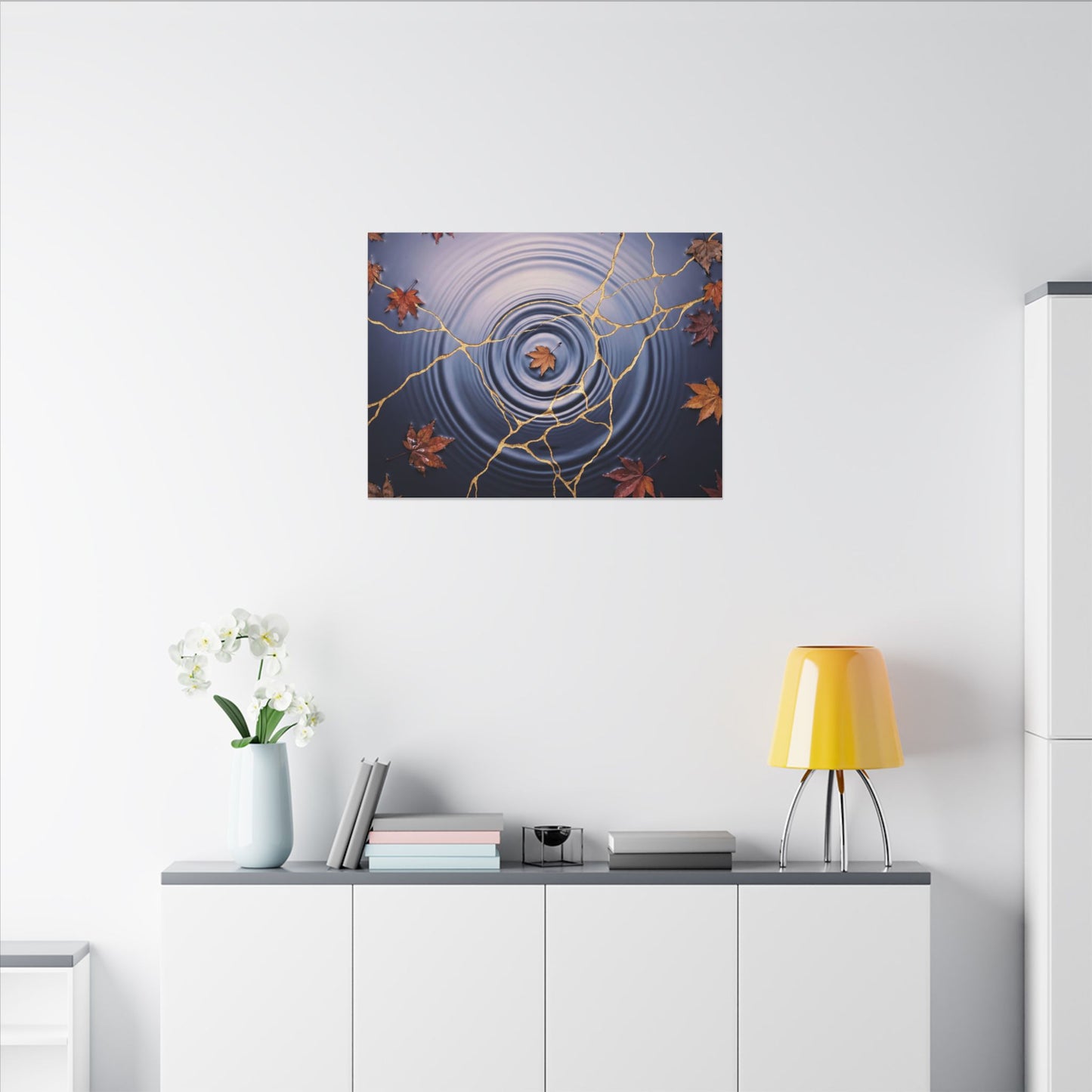 Kintsugi Water Ripple in Dawn | Gold Vein Canvas Art