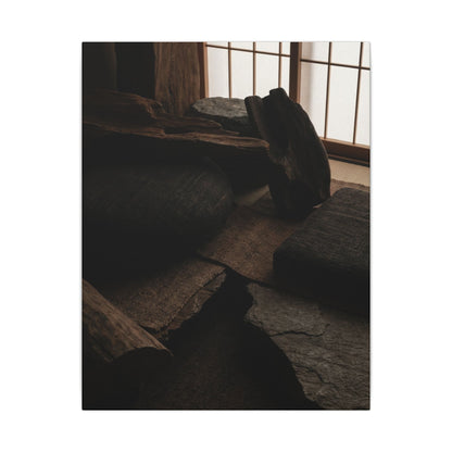 Dark Japandi Shadow Zen Canvas Art