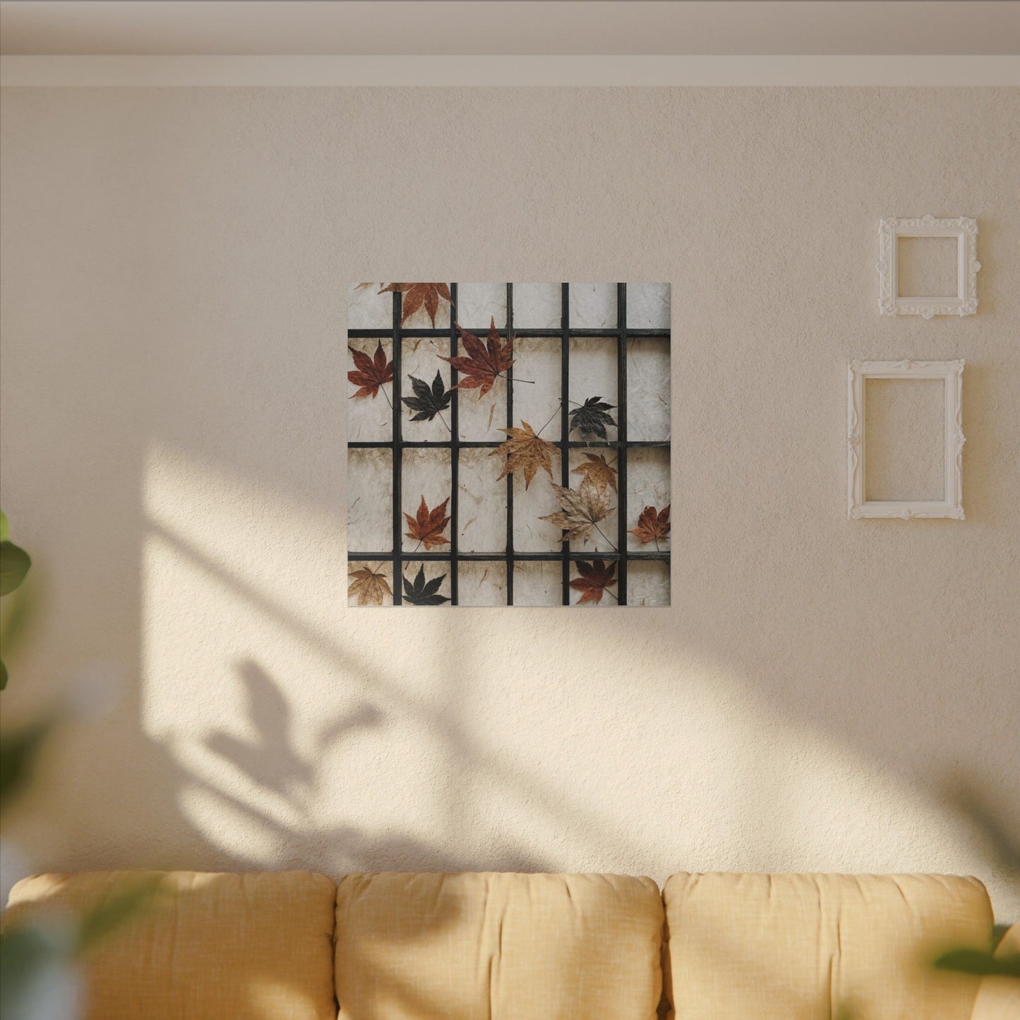 Japandi Shoji Screen in Overcast | Texture Canvas Art