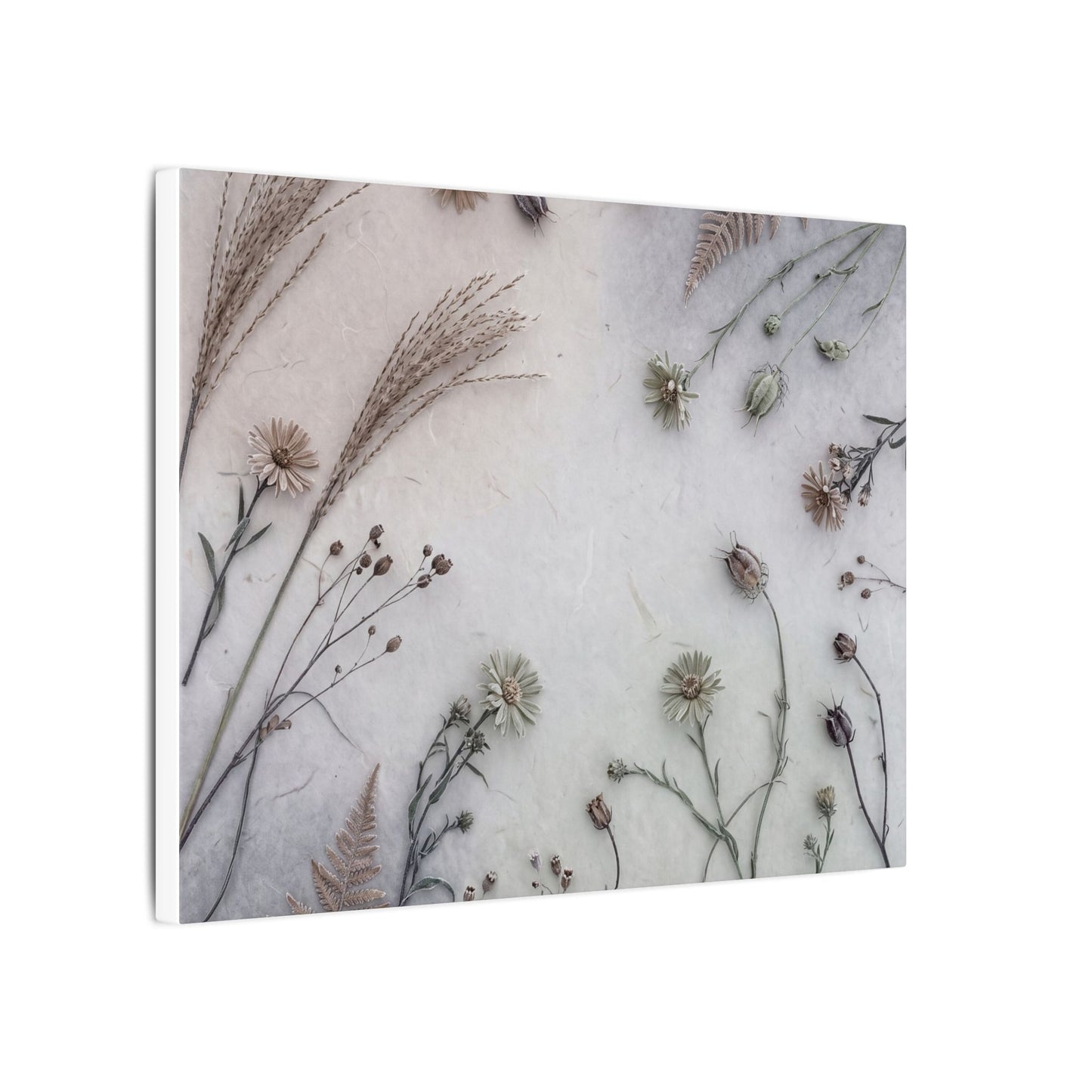 Dried Flowers Japanese Pattern Canvas Art | Elegant Japandi Art