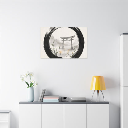 Spring Torii Gate Enso Canvas Art | Tranquil Decor