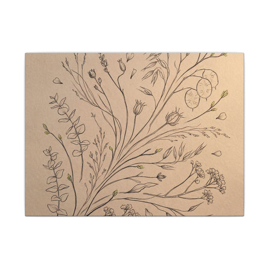 Dried Flowers Canvas Art | Spring Japandi Minimal Line Art Art Print