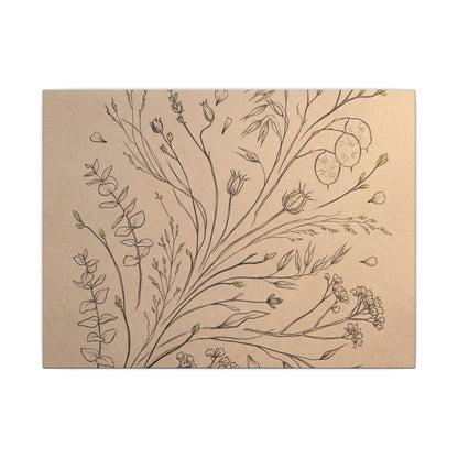 Japandi Dried Flowers in Golden Hour | Minimal Line Canvas Art Art Print