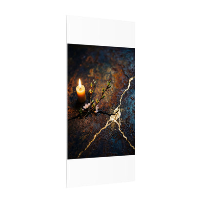 Kintsugi Rust Patina in Candlelight | Gold Repair Canvas Art