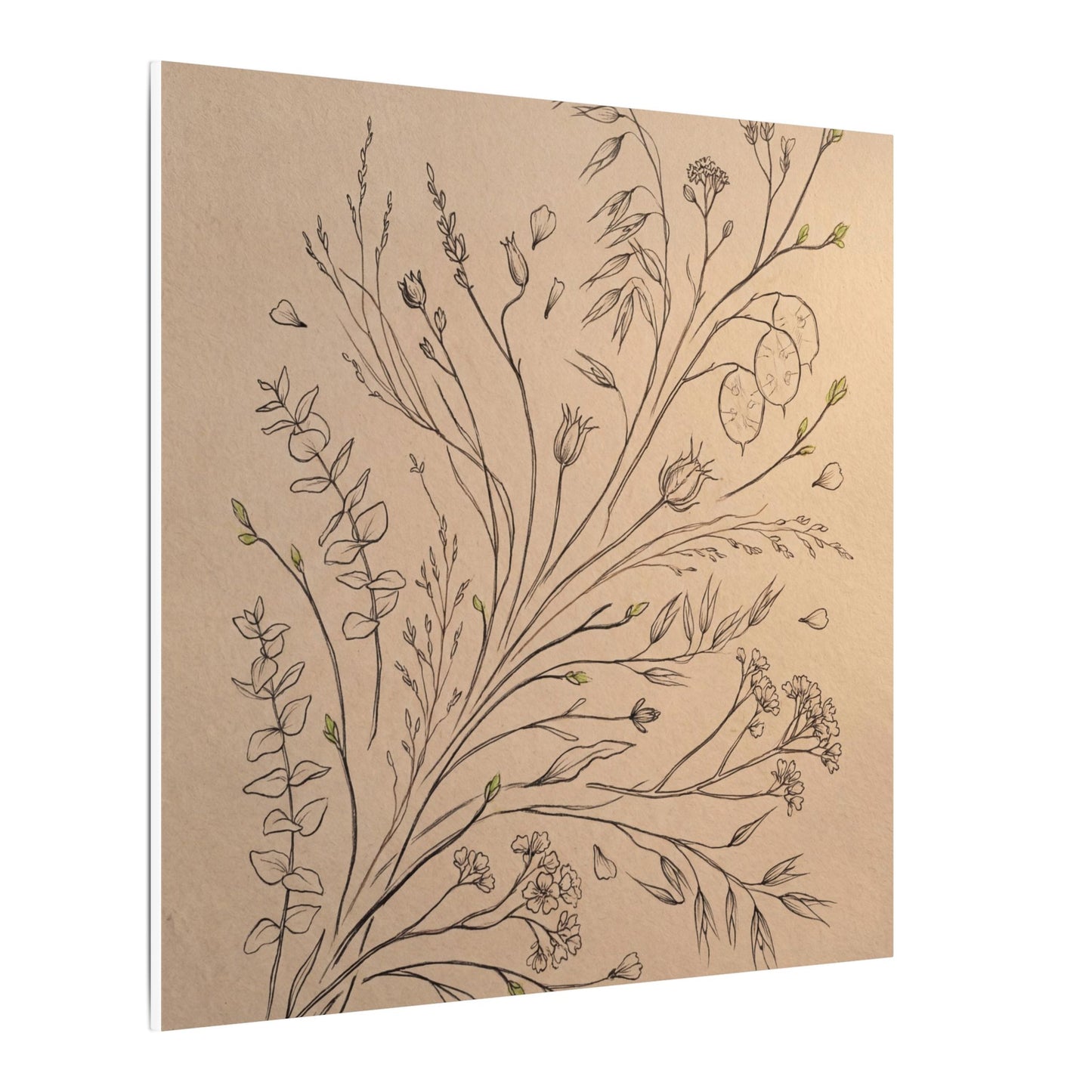 Dried Flowers Canvas Art | Spring Japandi Minimal Line Art