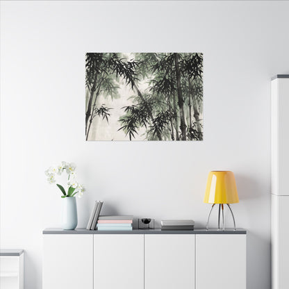 Zen Bamboo Grove in Overcast | Sumi E Canvas Art