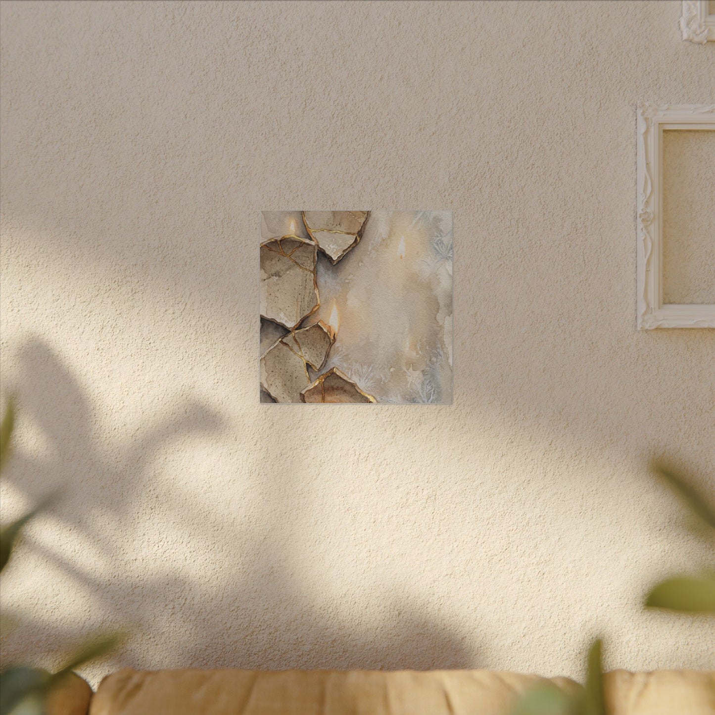 Broken Pottery Winter Canvas Art | Japandi Warm Design