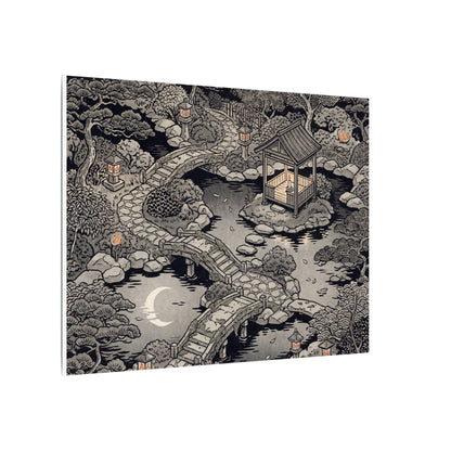 Moonlit Garden Ukiyo E Inspired Canvas Art | Serene Zen Art
