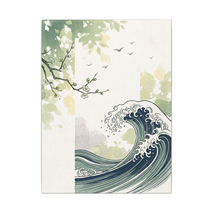 Spring Ocean Wave Ukiyo E Inspired Canvas Art | Serene Decor
