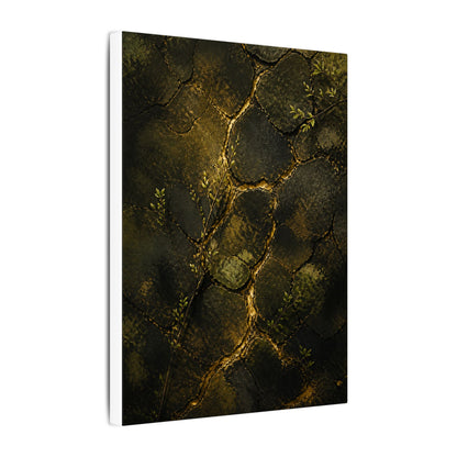 Shibui Cracked Earth Canvas Art - Dark Japandi Dark Texture