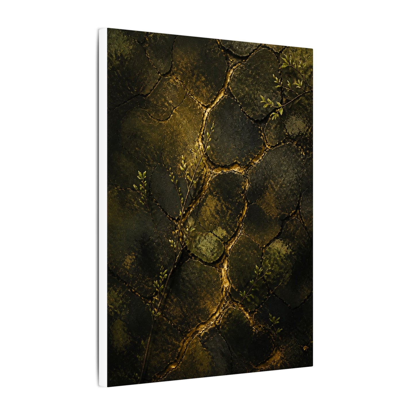 Shibui Cracked Earth Canvas Art - Dark Japandi Dark Texture