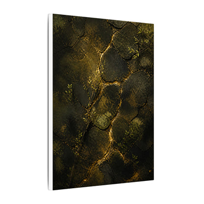 Shibui Cracked Earth Canvas Art - Dark Japandi Dark Texture