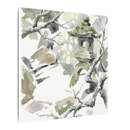 Elegant Stone Lantern Canvas Art - Watercolor Japandi