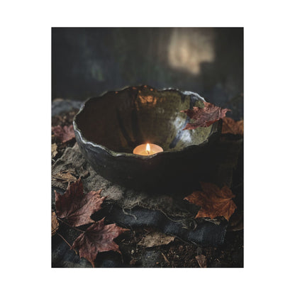 Candlelight Ceramic Bowl Canvas Art - Dark Japandi Kanso