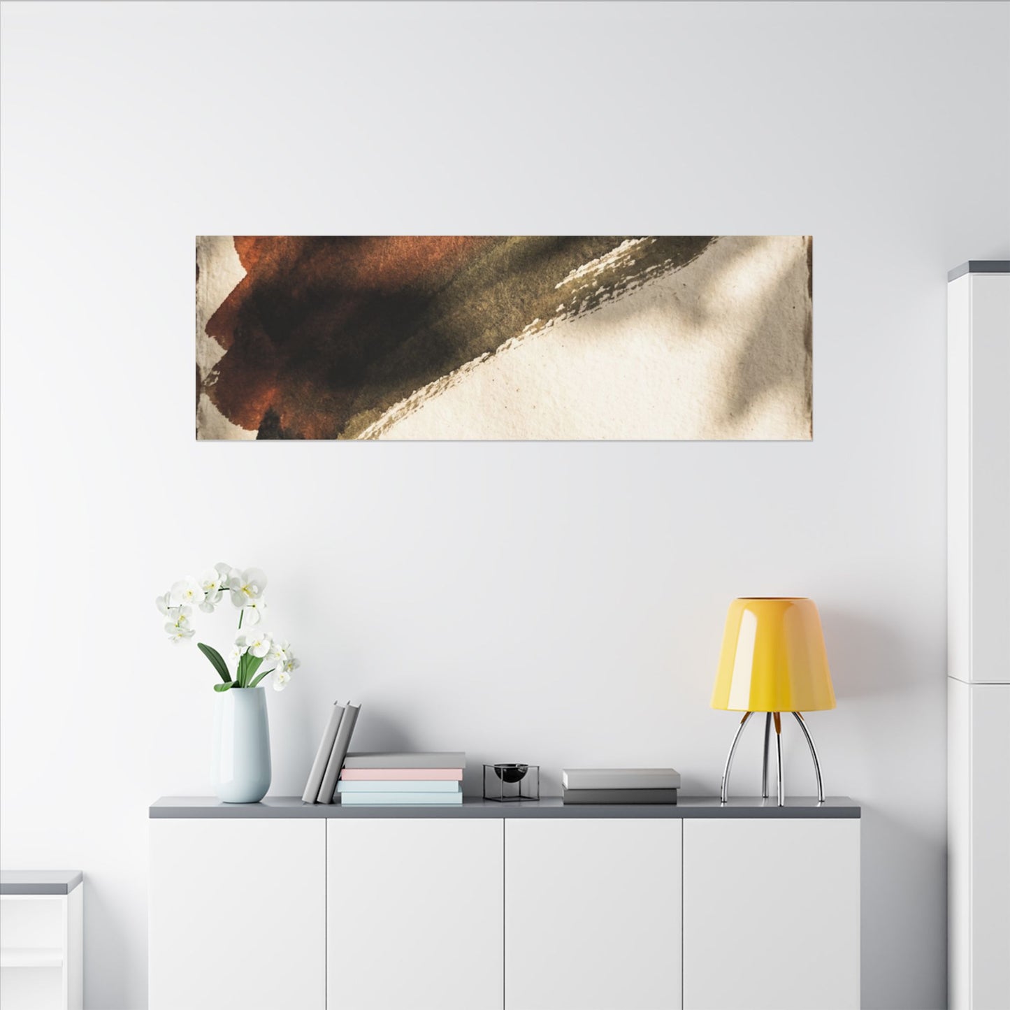 Ink Brushstroke Canvas Art | Summer Dark Japandi Moody Minimal Art