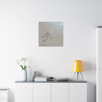 Pine Tree Minimal Line Canvas Art | Warm Japandi Art