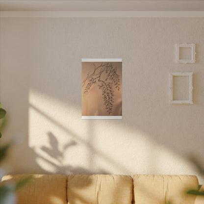 Japandi Wisteria in Candlelight | Minimal Line Canvas Art
