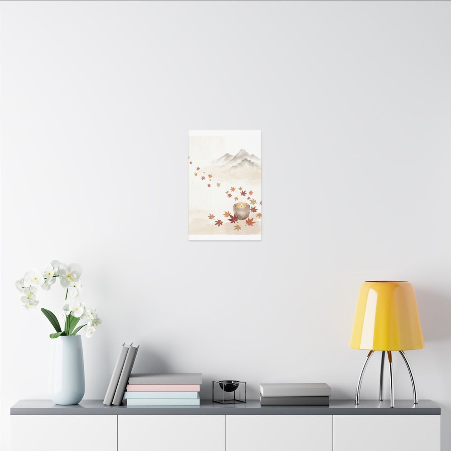 Earthy Mountain Mist Canvas Art - Japanese Pattern Japandi