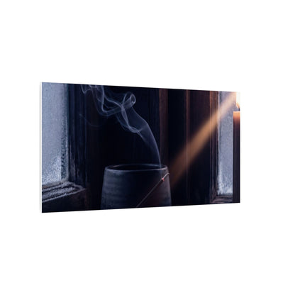 Incense Smoke Winter Canvas Art | Dark Japandi Sophisticated Design