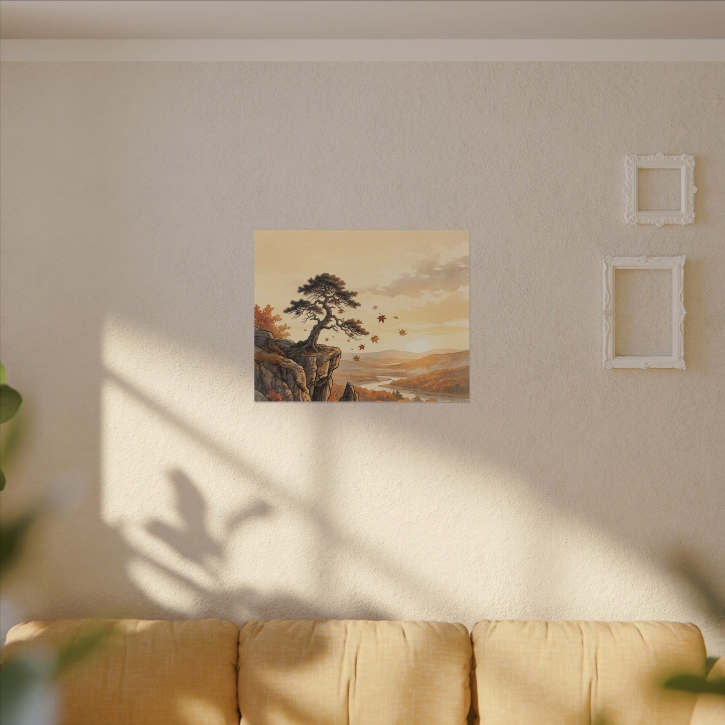 Pine Tree Autumn Canvas Art | Japandi Warm Design