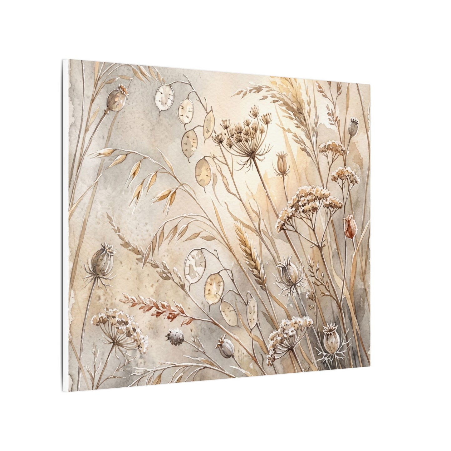 Winter Dried Flowers Watercolor Canvas Art | Warm Decor